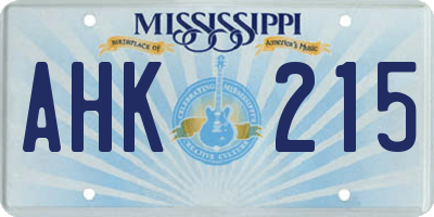 MS license plate AHK215