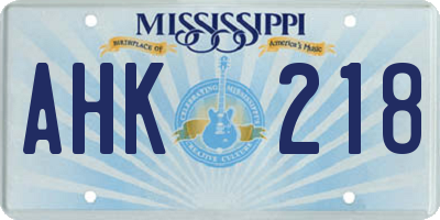 MS license plate AHK218