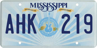 MS license plate AHK219