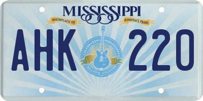 MS license plate AHK220