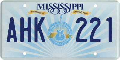 MS license plate AHK221