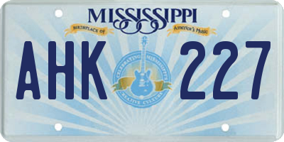 MS license plate AHK227