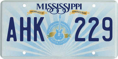 MS license plate AHK229