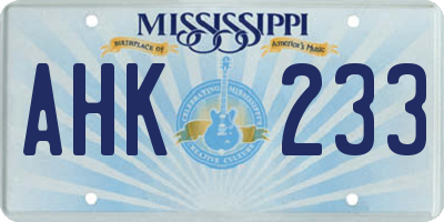 MS license plate AHK233