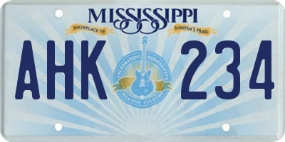 MS license plate AHK234