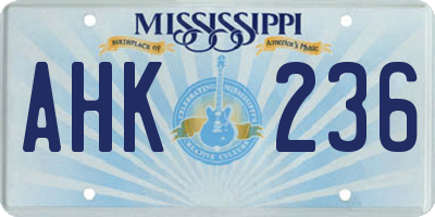 MS license plate AHK236