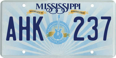 MS license plate AHK237