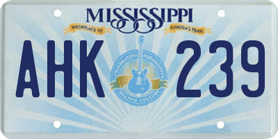 MS license plate AHK239
