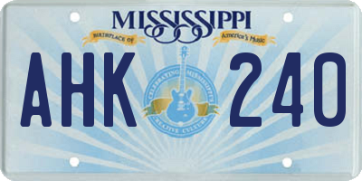 MS license plate AHK240