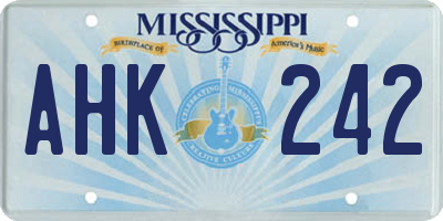 MS license plate AHK242