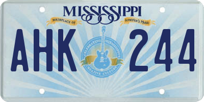 MS license plate AHK244