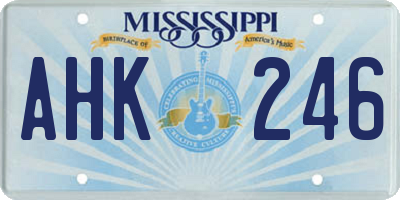 MS license plate AHK246
