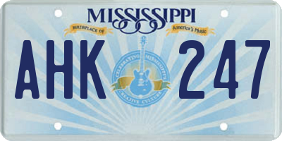MS license plate AHK247