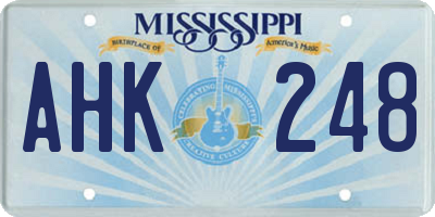 MS license plate AHK248