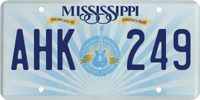 MS license plate AHK249