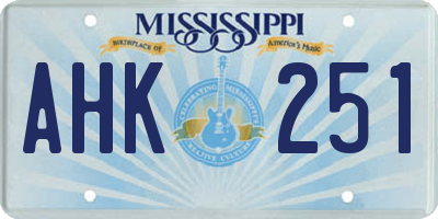 MS license plate AHK251
