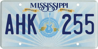MS license plate AHK255