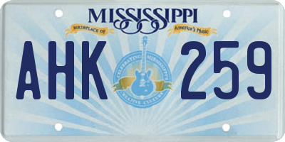MS license plate AHK259