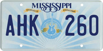 MS license plate AHK260