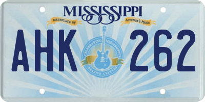 MS license plate AHK262