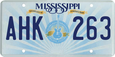 MS license plate AHK263