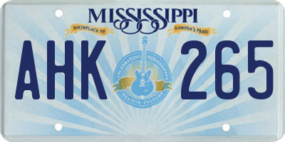 MS license plate AHK265