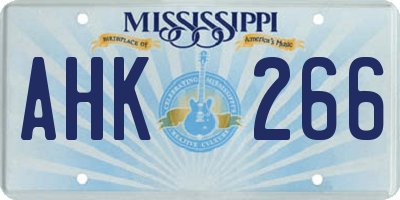 MS license plate AHK266