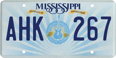 MS license plate AHK267