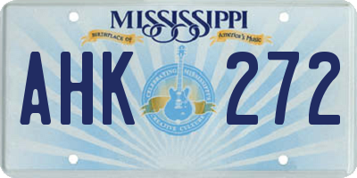 MS license plate AHK272