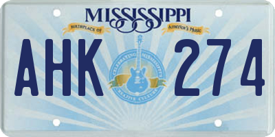MS license plate AHK274
