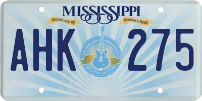 MS license plate AHK275