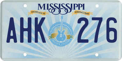 MS license plate AHK276