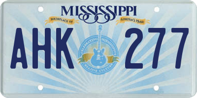 MS license plate AHK277