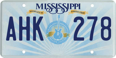 MS license plate AHK278