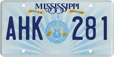 MS license plate AHK281