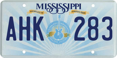 MS license plate AHK283