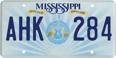 MS license plate AHK284