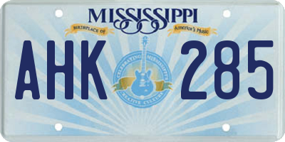 MS license plate AHK285