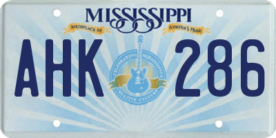 MS license plate AHK286