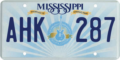 MS license plate AHK287