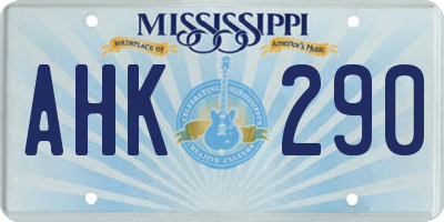 MS license plate AHK290
