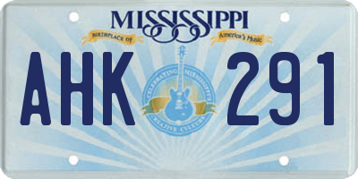 MS license plate AHK291