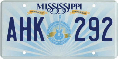 MS license plate AHK292