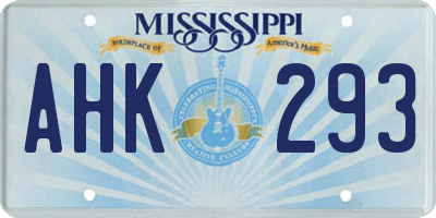 MS license plate AHK293