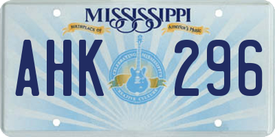 MS license plate AHK296