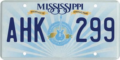 MS license plate AHK299