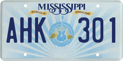MS license plate AHK301