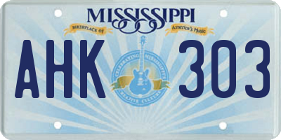 MS license plate AHK303