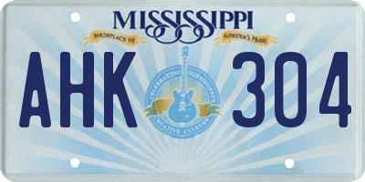 MS license plate AHK304
