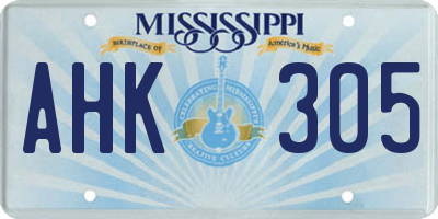MS license plate AHK305
